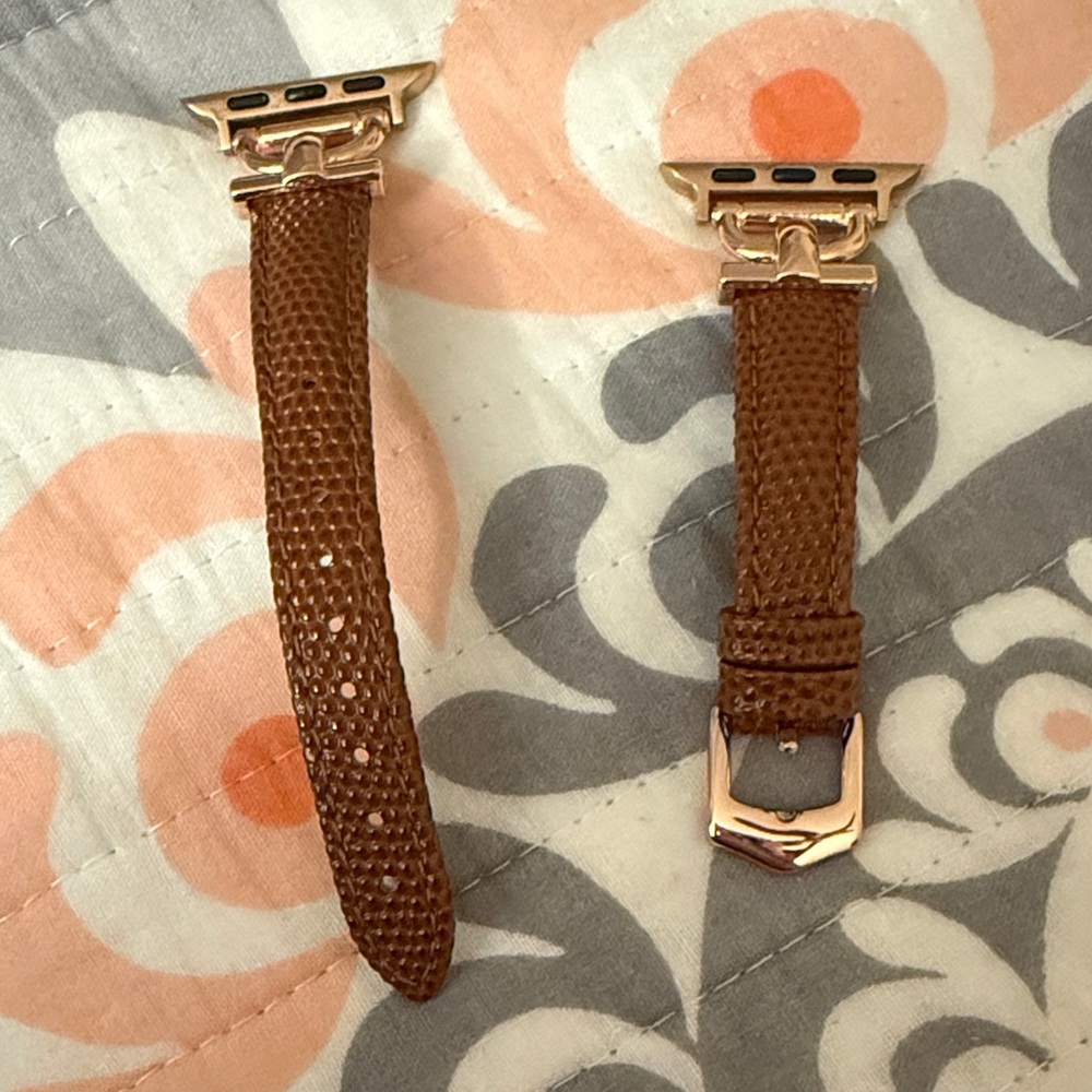 Brown Textured Apple Watch Band with Gold Buckle